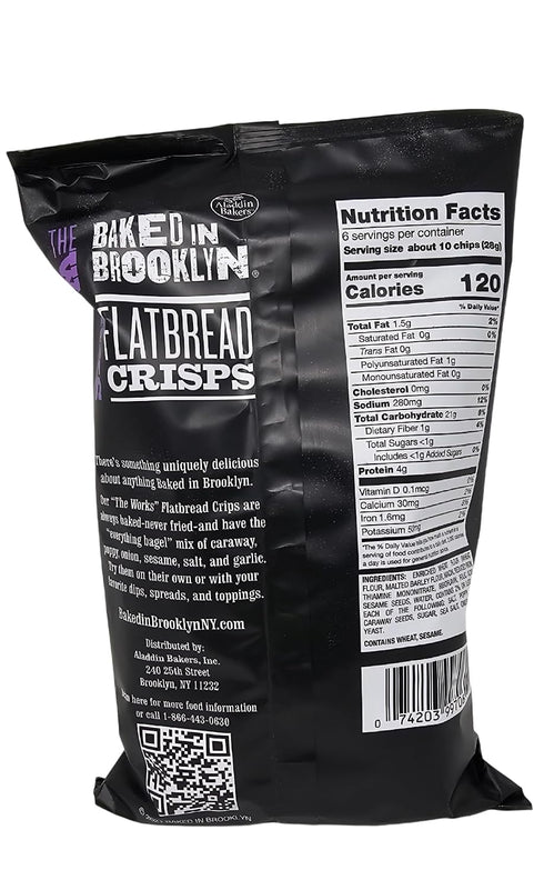 BAKED IN BROOKLYN 6 Flatbread Crisps,The Works, Ounce