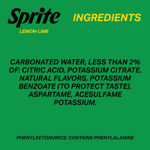 7.5 oz, 10 Pack Sprite Zero Sugar Lemon Lime Diet Soda Pop Soft Drinks, fl