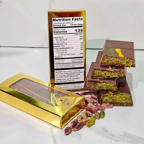 Narperi 3.5 oz Dubai Chocolate Bar Pistachio I Viral Knafeh Chocolate Bar with Pistachio Cream and Kataifi, Handmade