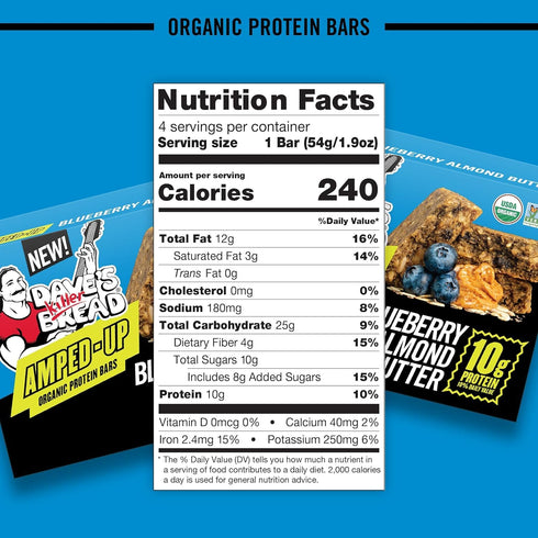 4 4 (1 Pack Dave's Killer Bread Blueberry Almond Butter Amped-Up Protein Bars CT + Peanut Butter Chocolate Chunk