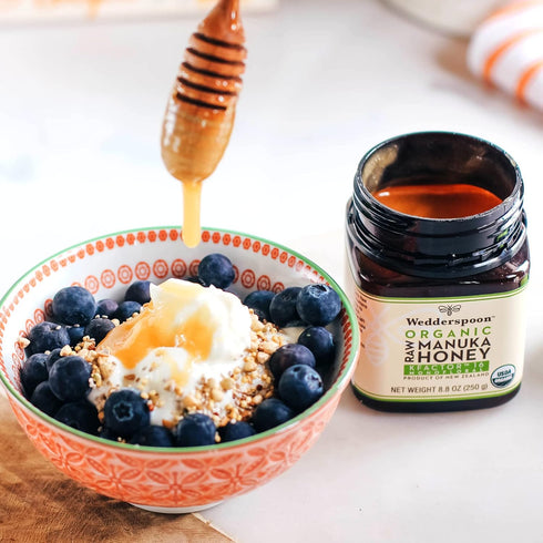 Wedderspoon Raw Organic Manuka Honey KFactor 16+, 8.8 Oz, Unpasteurized New Zealand Honey, Non-GMO Superfood