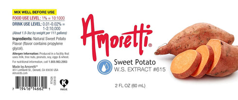 2 oz Amoretti - Sweet Potato Extract Water Soluble - Highly Concentrated & Perfect For Pastry, Savory, Brewing