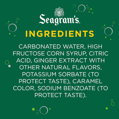 16.9 oz, 12 Pack Seagrams Ginger Soda Soft Drinks, fl