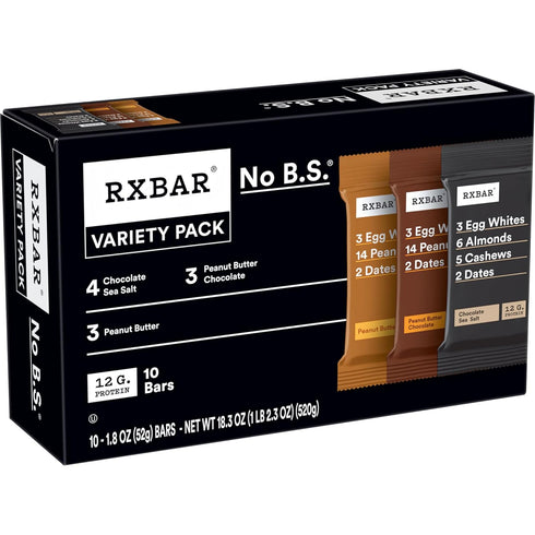 RXBAR Protein Bars, Variety Pack, 18.3 oz Box (10 Bars)