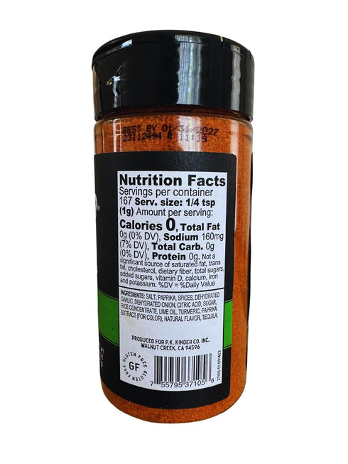 Kinder's Tequila Lime Seasoning, 5.9 oz Bottle