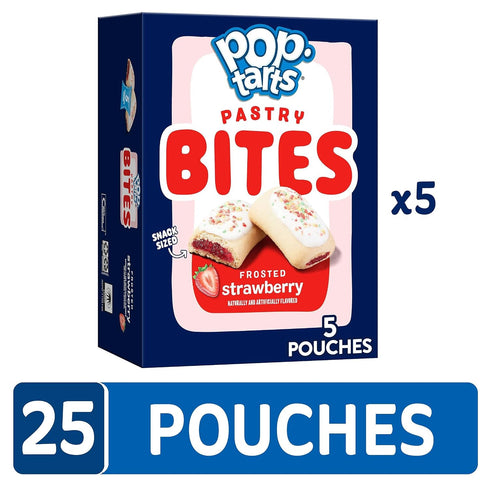 (5 25 Pop-Tarts Baked Pastry Bites, Kids Snacks, School Lunch, Frosted Strawberry Boxes, Pouches)