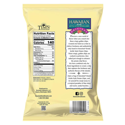 7.5 Hawaiian Kettle Style Potato Chips, Original, Ounce