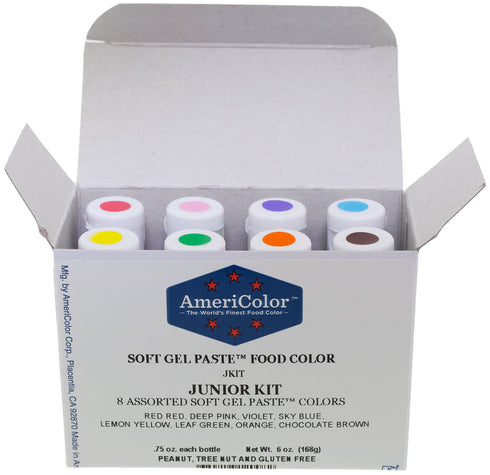 Food Coloring AmeriColor Soft - Gel Paste Junior Kit, 8 Colors, .75