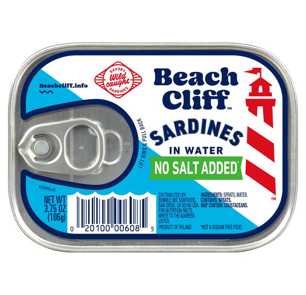 Beach Cliff Wild Caught Canned Sardines in Water, No Salt Added High