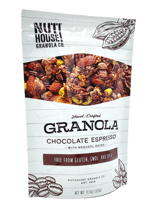 11.5 oz. (1-Pack) NutHouse! Granola Company - Premium Chocolate Espresso Granola | Certified Gluten-Free, Non-GMO