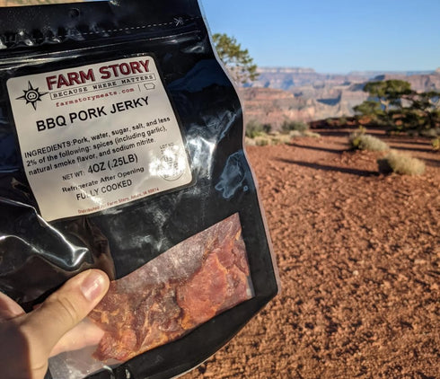Farm Story 2 Pack. All Natural BBQ Pork Jerky - Meats Artisan, Old-Fashioned Two Quarter-pound Bags, Tender Protein