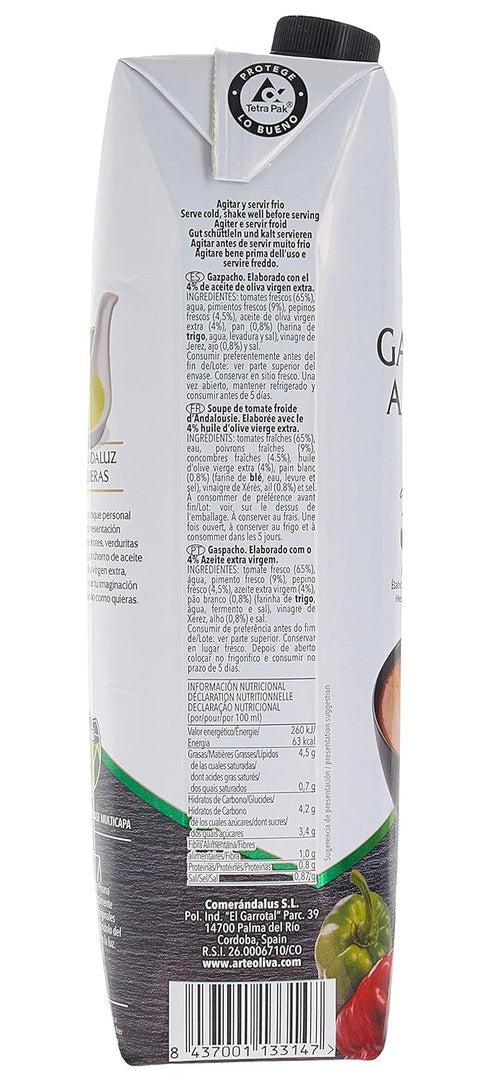 Arteoliva (1 Gazpacho Andaluz with Extra Virgin Olive Oil liter)