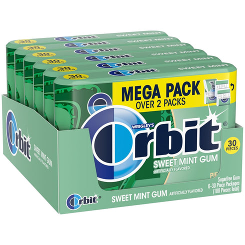 ORBIT Sweet Mint Gum Sugar Free Chewing Gum, 30 Ct Mega Packs