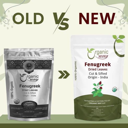 (2Oz.) Organic Way Fenugreek Dried Leaves (Kasuri Methi) - Organic & Kosher Certified | Raw, Vegan, Non GMO & Gluten