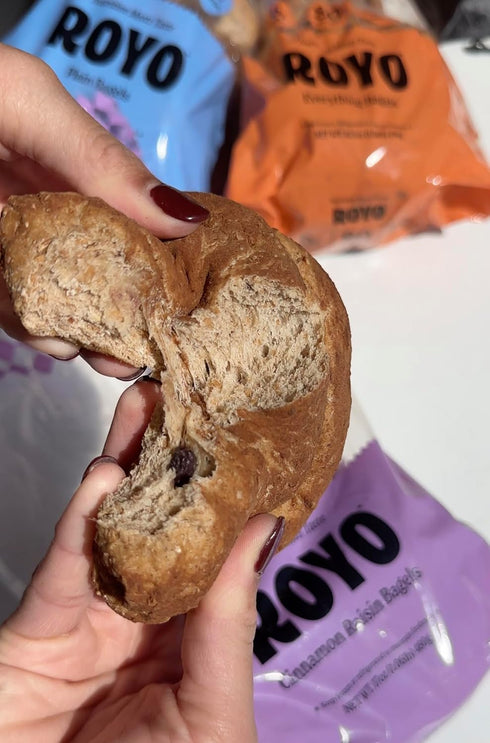70-80 5-6G Carbs,10G ROYO Classic Bagels, Calories, Net Protein (Cinnamon Raisin)