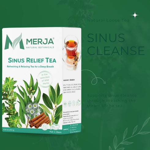 100% 250gr 8.82 oz (Pack 2) Merja Herbs Sinus Relief Tea - For Sinus Cleanse - Reduce Sinus Discomfort - Caffeine Free