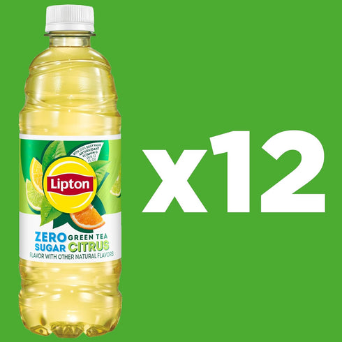 16.9 oz (12 Pack), 100% Packaging Lipton Zero Sugar Iced Tea, Green Tea Citrus, fl Bottles, DV Vitamin C, May Vary