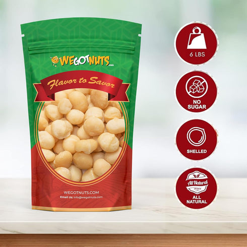 2 lbs Pack Packed Raw Deluxe Macadamia Nuts - - Shelled & Unsalted Premium Quality Kosher Raw Macadamia Nut Snack By We