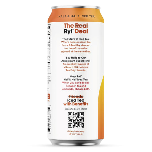 16.0 Oz (12-Pack) Ryl Iced Tea, Half & Half, Antioxidant Superblend, No Artificial Ingredients, Fl