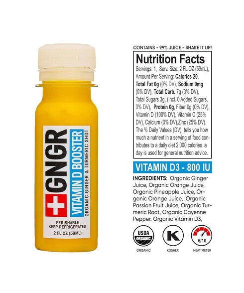 D3 Immune 2 oz (Pack 12) +GNGR Vitamin D Shot Bone & Joint Support, Organic Cold-Pressed Ginger shot with Turmeric