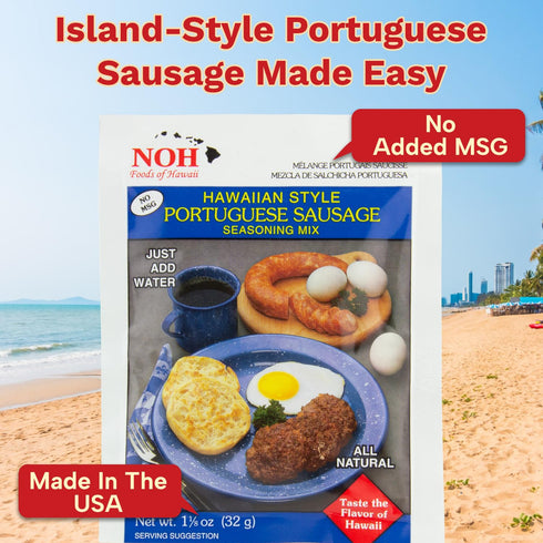 1.125 oz Packet (Pack 12) NOH Portuguese Sausage Seasoning Mix, of - Easy-to-Use Hawaiian Portuguese Sausage Seasoning