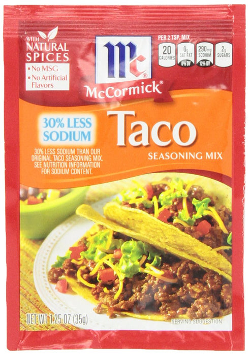 McCormick Taco Less Sodium, 1.25-Ounce (Pack of 12)