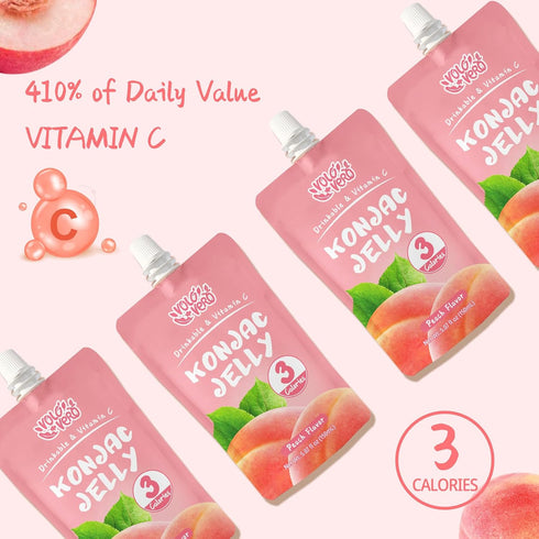 20 Packs, (3 0 VOLO VERO Konjac Jelly Squeeze Pouch Healthy Snacks, Low Calories Kcal), Drinkable, Gluten Free & Vegan