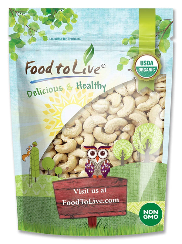 Food to Live Organic Cashews, 4 Pounds Whole, Size W-240, Unsalted, Non-GMO,