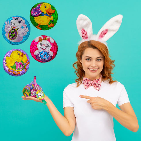 Fruidles Easter Double Crisp Bunny Munny Milk Chocolate, Half-Pound Happy Easter Day Coins, Party Bag Fillers