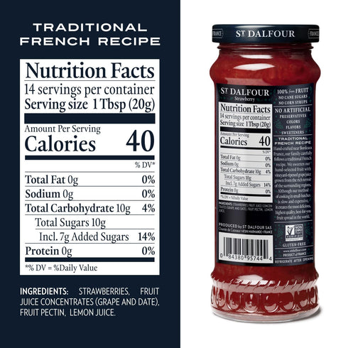 10oz 100% Pack 2 St. Dalfour Strawberry Fruit Spread - - from Fruit, No Artificial Ingredients, Non-GMO, No Cane