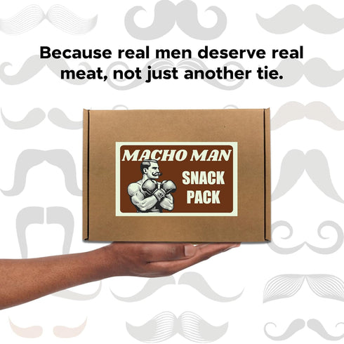 Pack Macho Man Snack Jerky Gift Box - High Protein Snacks for Men, Curated Beef Jerky Assortment Gift Box for Men