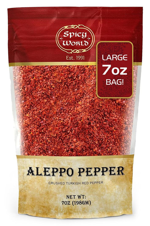 Spicy World Aleppo Pepper Flakes 7 oz | Authentic Turkish Chili Spice for Exquisite Heat & Flavor | Premium Crushed