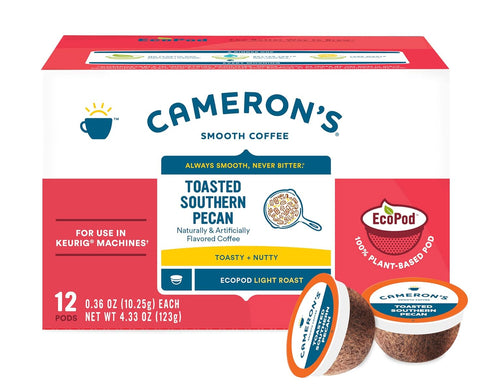 12 Count (Pack 1) Cameron's Coffee Single Serve Pods, Flavored, Toasted Southern Pecan