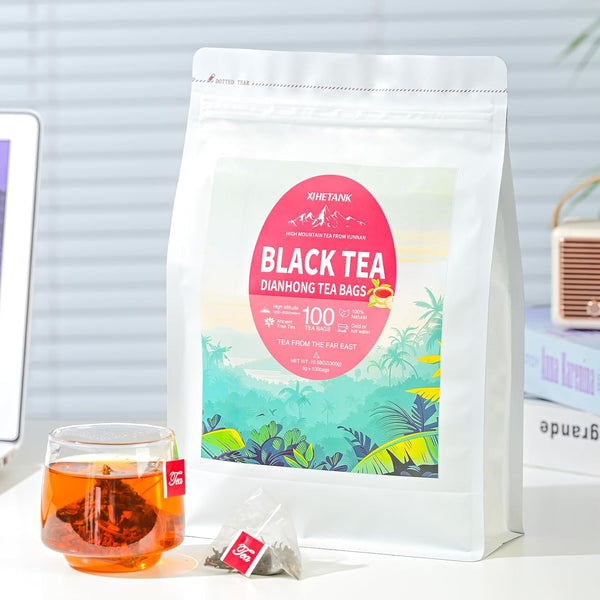 XIHETANK Black Tea Bags - 100 Count Individually Wrapped for Fresh & Smooth