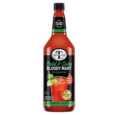 Mr & Mrs T 1 (Pack 4), Bold & Spicy Bloody Mary Mix, L bottle of Spicy Cocktail Juice Mixer, Bold Flavors, Perfect