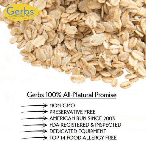 14 OZ. 14 GERBS Traditional Rolled Oats Premium Grade | Top Food Allergy Free | Freshly harvested in Resealable Bulk
