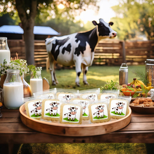 24 Pack Cow Cookies Milk Themed | Baby Shower Birthday Party Favors | Peanut & Nut Free Individually Wrapped Treats