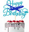 Glitter Airplane Happy Birthday Cake TopperAirplane Birthday Party Decorations,Adventure Awaits,Boys Girls Men
