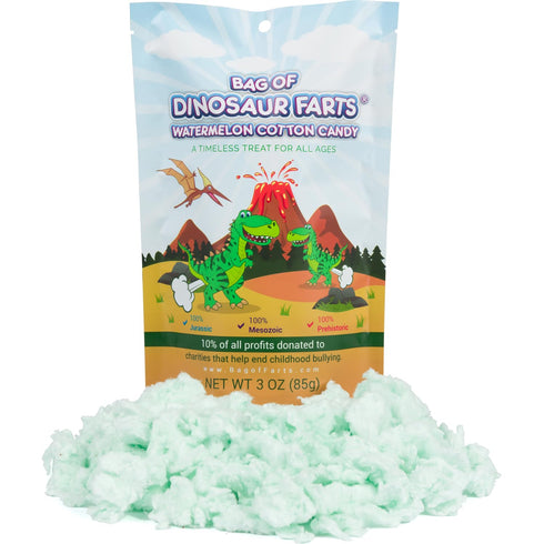 Bag Of Dinosaur Farts Watermelon Cotton Candy - Funny Gag Gift for All Ages, 3 ounces / 1 pack