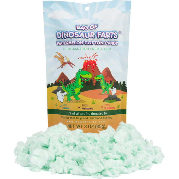 Bag Of Dinosaur Farts Watermelon Cotton Candy - Funny Gag Gift for All Ages, 3 ounces / 1 pack