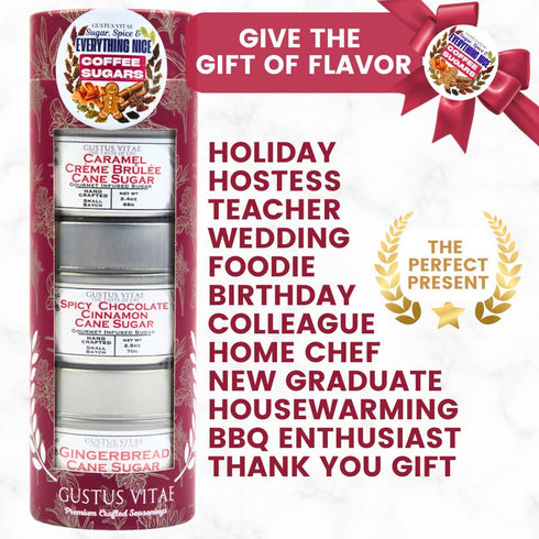 Packaged Set 3 Pack Coffee Sugars: Sugar, Spice & Everything Nice | Gift of | All Natural, Non GMO Cane Sugars |