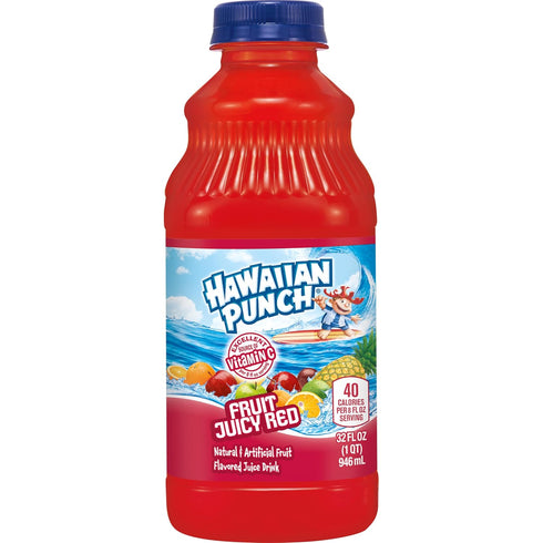 32 Oz (Pack 12), 100 Hawaiian Punch Fruit Juicy Red Fruit Juice Drink, Fl Bottle Of Caffeine-free, Carbonation-free