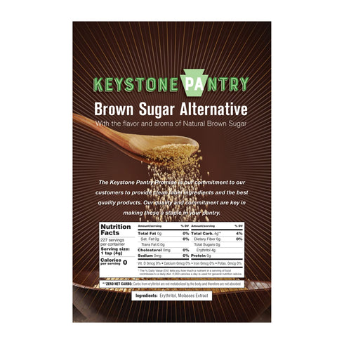 2 LB Keystone Pantry Sugar-Free Brown Sugar Substitute Bag Naturally Sweetened with Erythritol Zero Net Carbs Zero