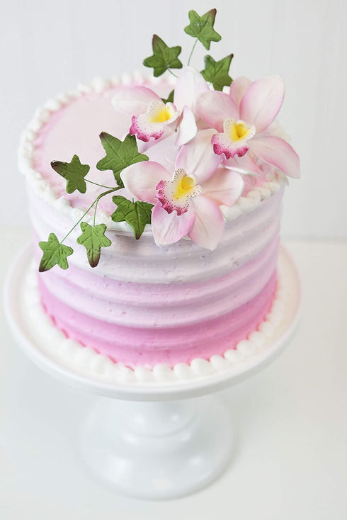 3 Count Global Sugar Art Cymbidium Orchid Sugar Cake Flowers, Pink, by Chef Alan Tetreault