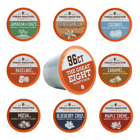 Pack, 96 Count Fresh Roasted Coffee, The Great Eight, Flavored Coffee Pod Variety K-Cup Compatible