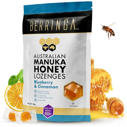 Berringa Australian Manuka Honey Lozenges, Blueberry Cinnamon, MGO 900+, 5.3 oz, 30 count