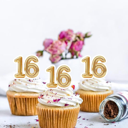 LcingTify 50 16th 16 16 16th 16 PCS Edible Birthday Cupcake Toppers Gold Wafer Paper Sweet Hello Cake Toppers Edible