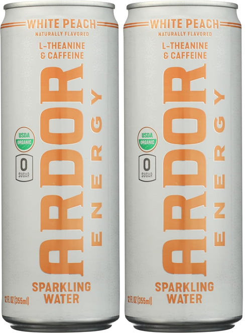 Ardor, Water Sparkling Energy White Peach Organic, 12 Fl Oz (Pack of