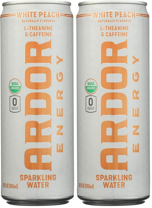 Ardor, Water Sparkling Energy White Peach Organic, 12 Fl Oz (Pack of