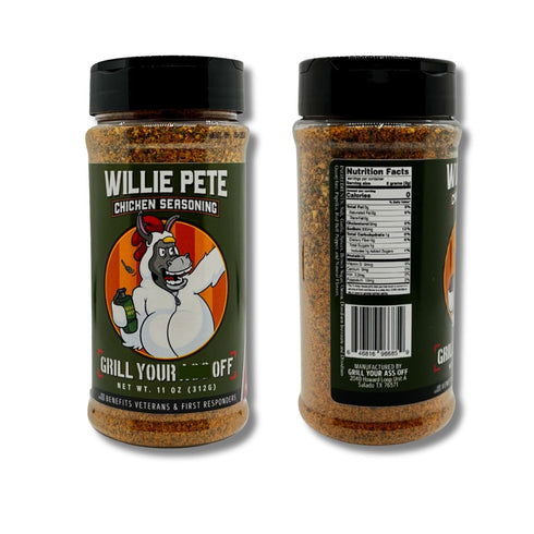 Willie Pete Chicken Seasoning by Grill Your As Off - BBQ & Grill Seasoning for Beef, Steak, Burgers, Pork & Chicken - Dry Rub - MSG & Gluten Free - Veteran Owned - USA Made - 11oz